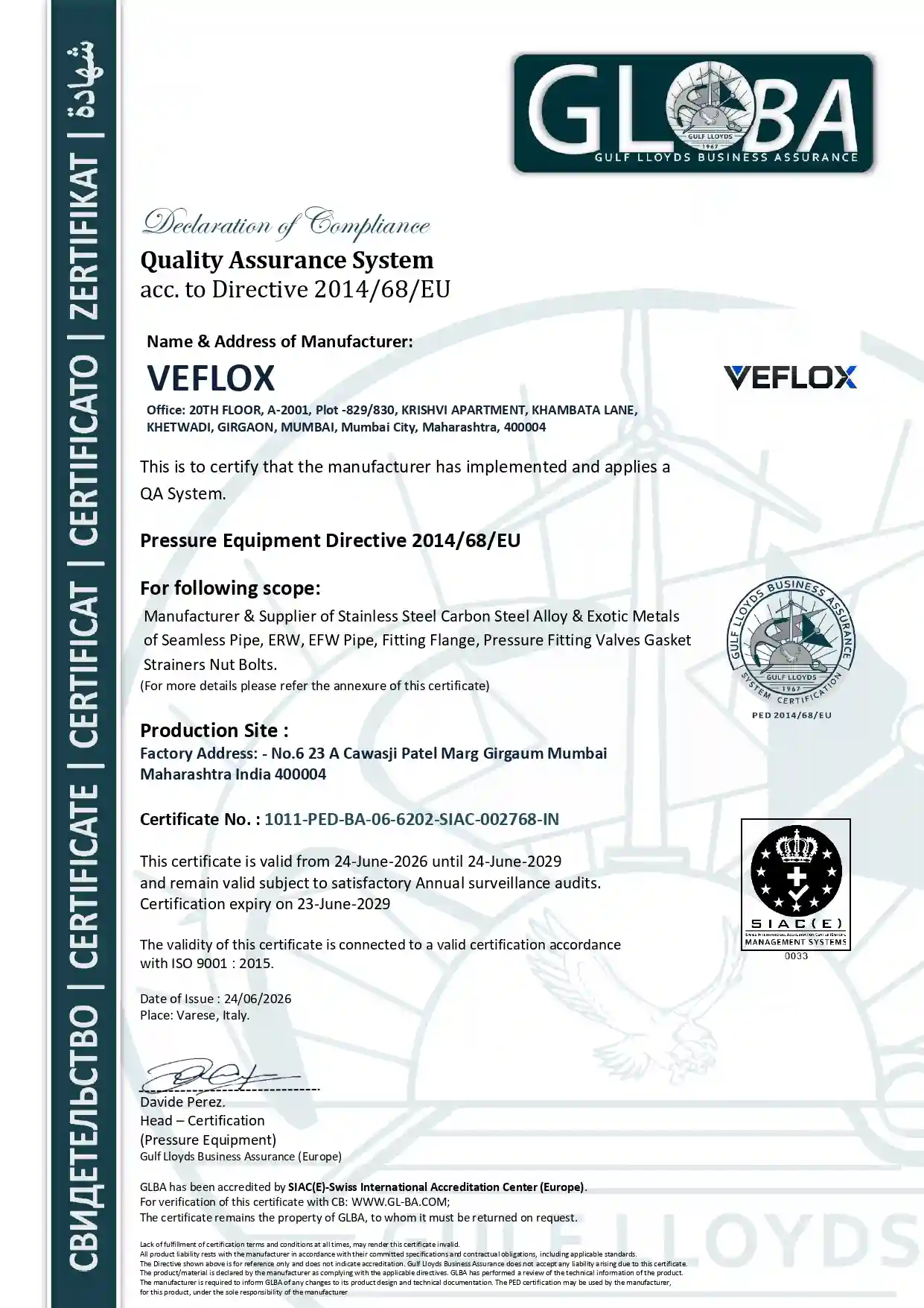 ISO 45001 Certificate